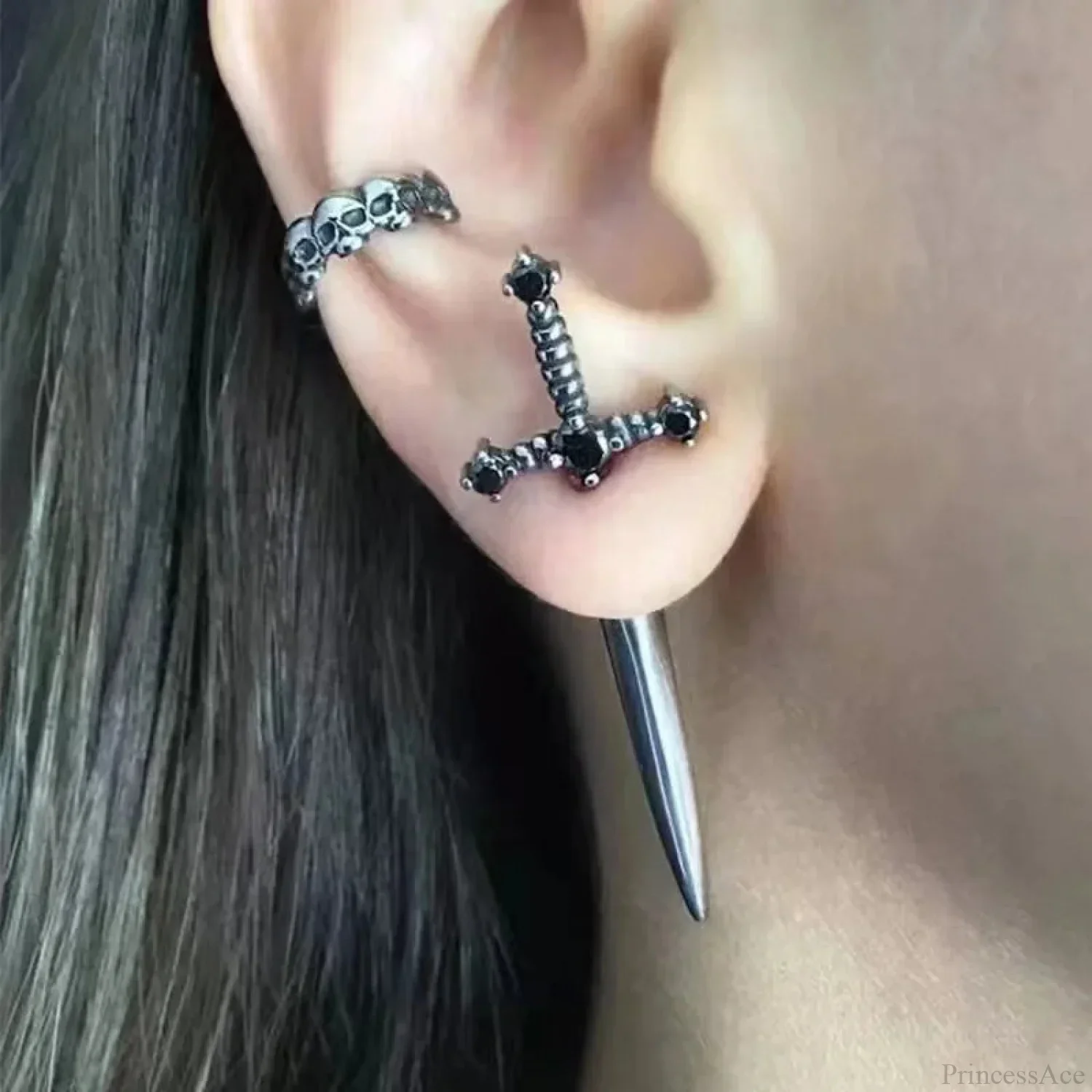 Antique Dim Gothic Blade Stiletto Earring - Image 3