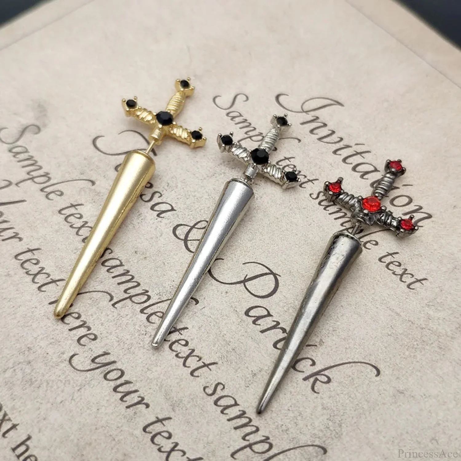 Antique Dim Gothic Blade Stiletto Earring - Image 7