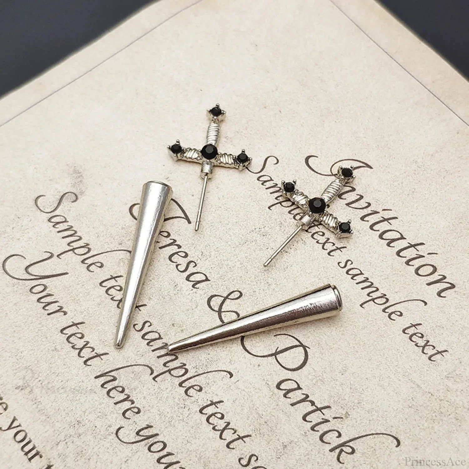 Antique Dim Gothic Blade Stiletto Earring - Image 8