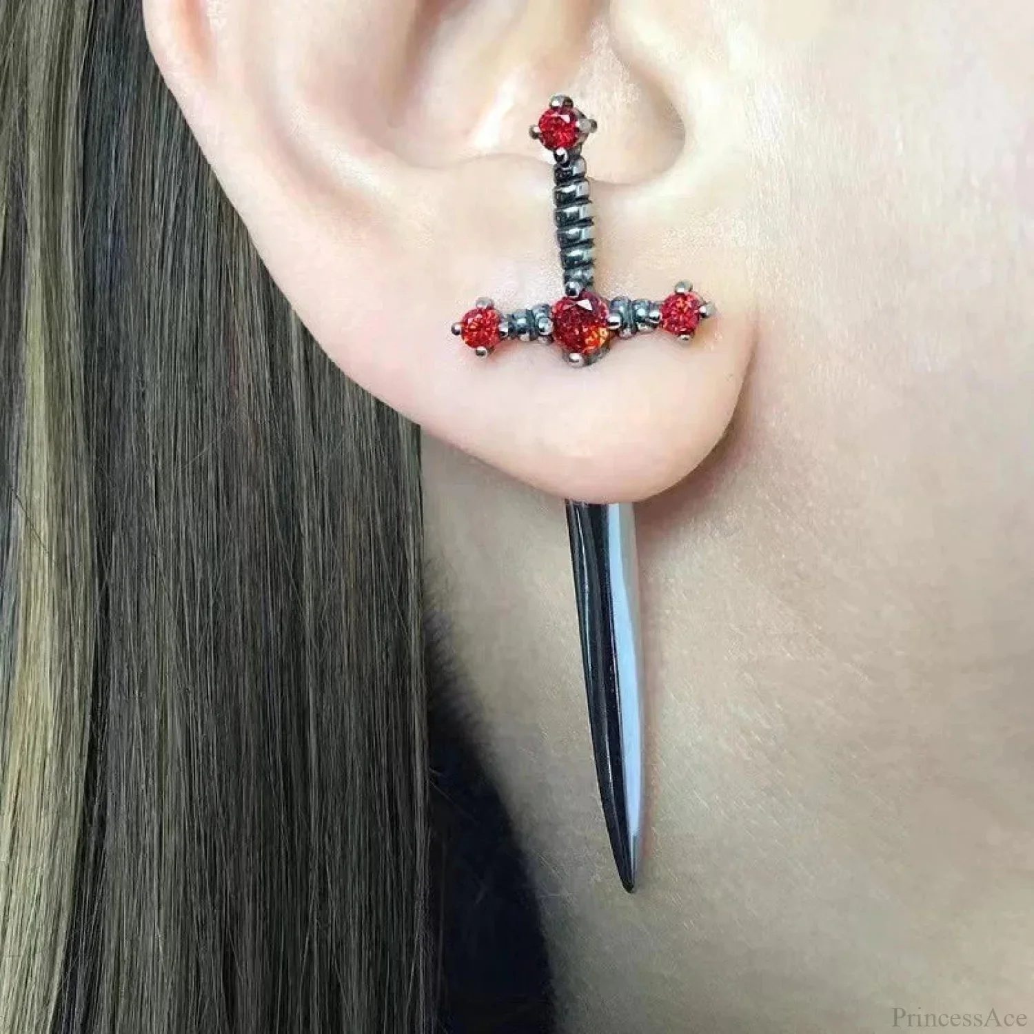 Antique Dim Punk Gothic Blade Dagger Earring - Image 9