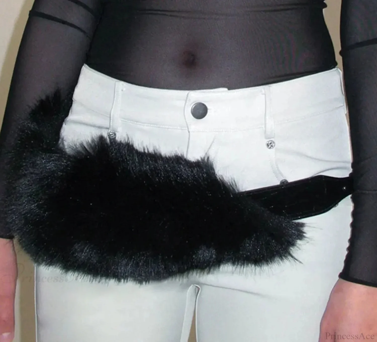 Antique Gothic Hairy Polyurethane Leather Year 2000 Punk Waist Belt - Image 2