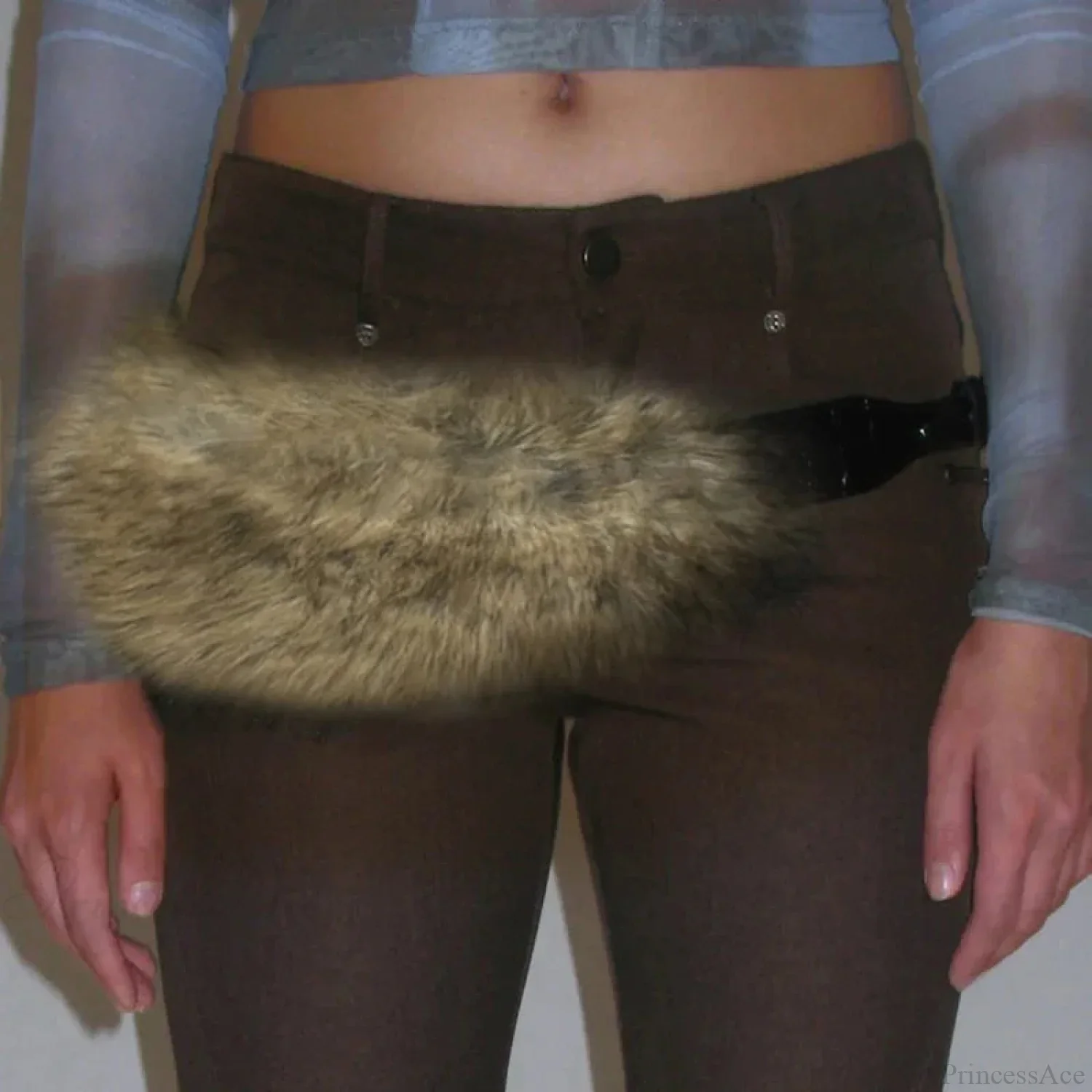 Antique Gothic Hairy Polyurethane Leather Year 2000 Punk Waist Belt - Image 4