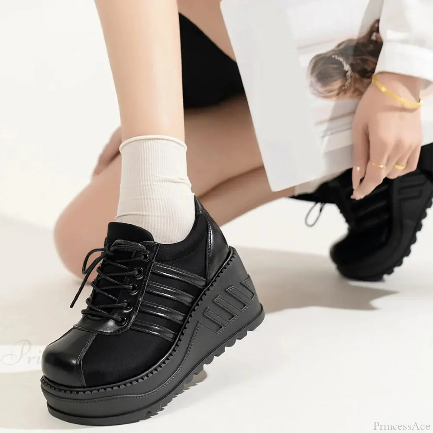 Antique Gothic Lace-Up Elevated Sneaker - Image 3