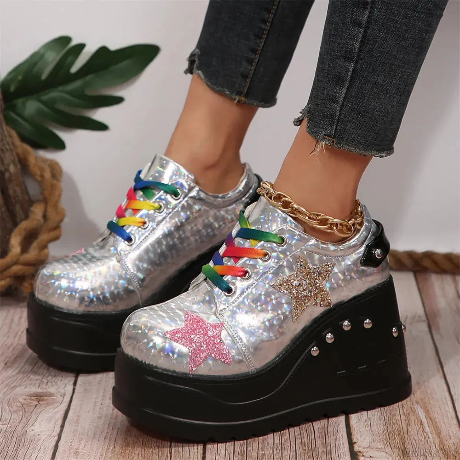 Antique Gothic Lace-Up Elevated Sneaker - Image 6
