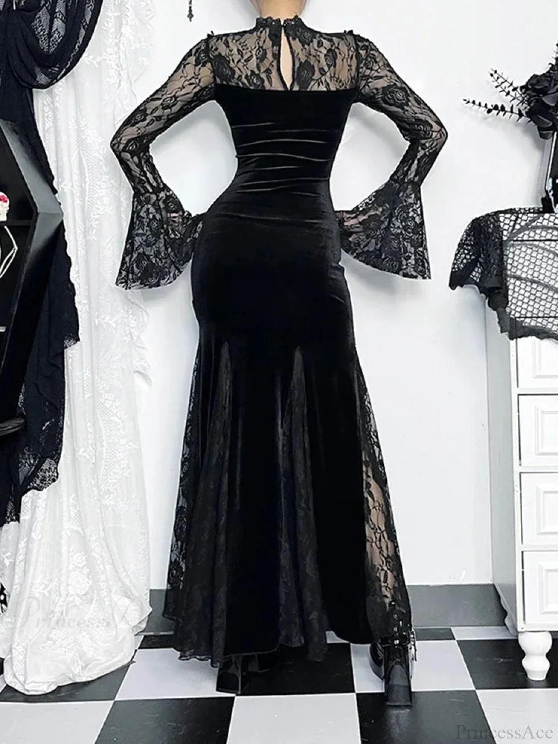 Antique Lace Flare Sleeve Midi Dress - Image 5