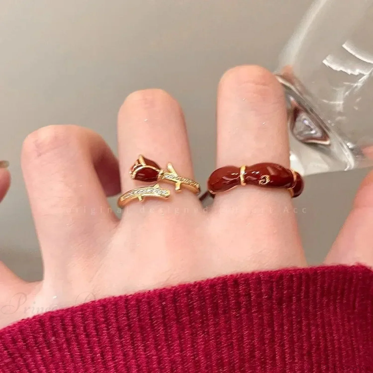 Antique Mysterious Crimson Crystal Cross Band - Image 13
