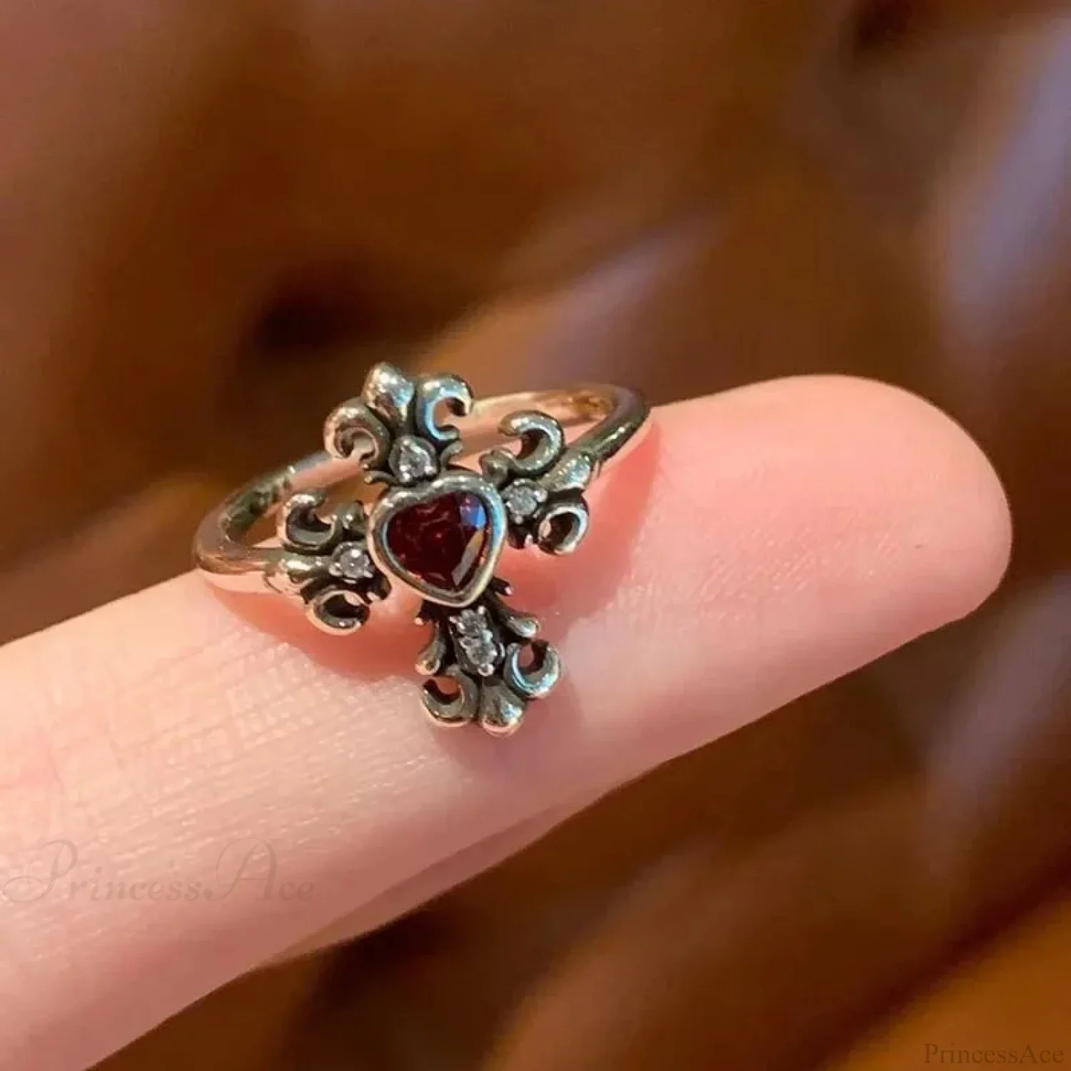 Antique Mysterious Crimson Crystal Cross Band - Image 3