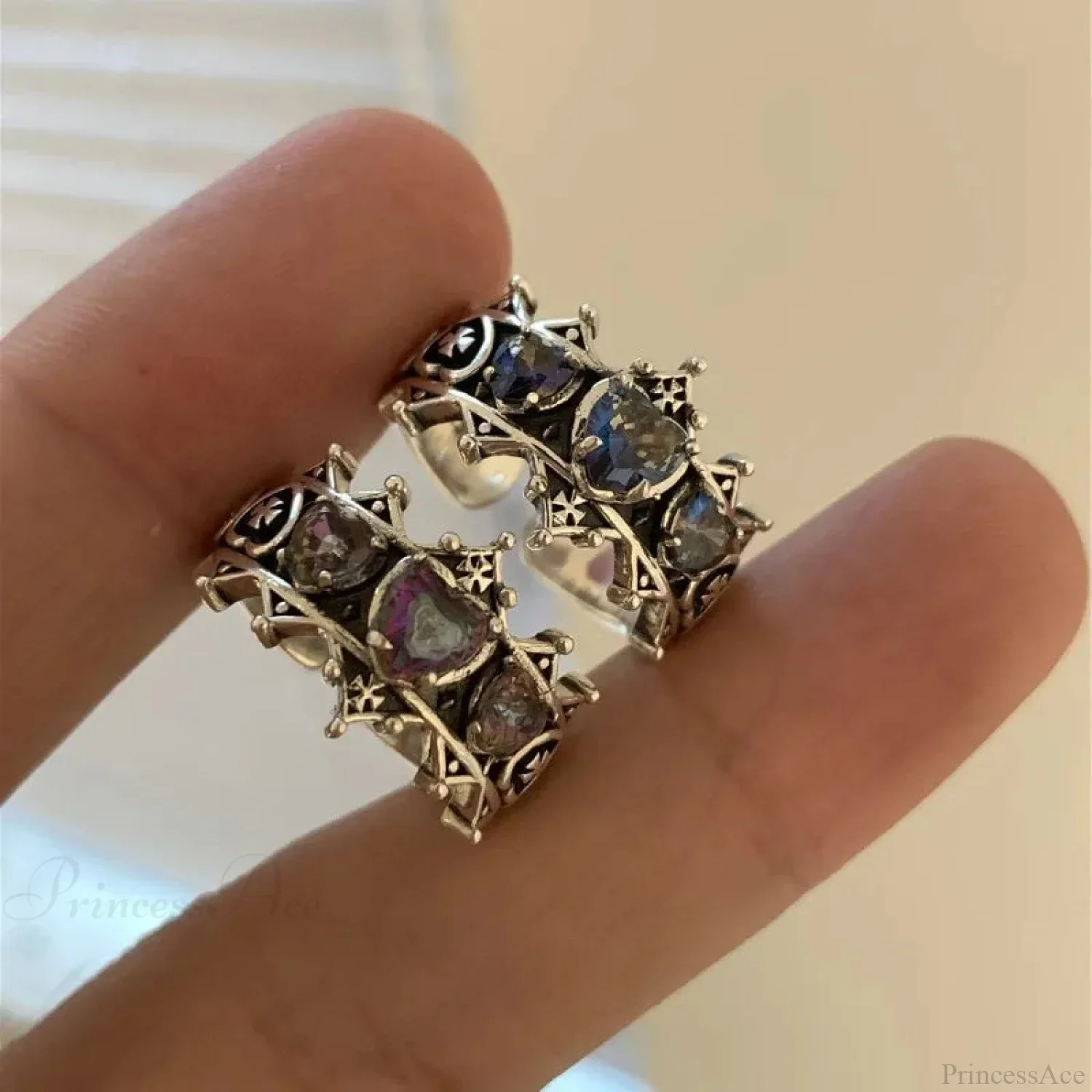Antique Mysterious Heart Cross Ring - Image 4