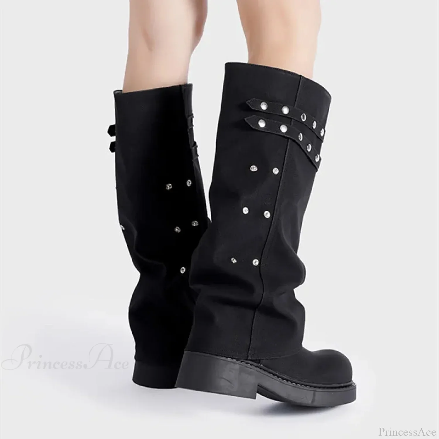 Antique Rivet Clasp Gothic Thigh-High Boot - Image 2