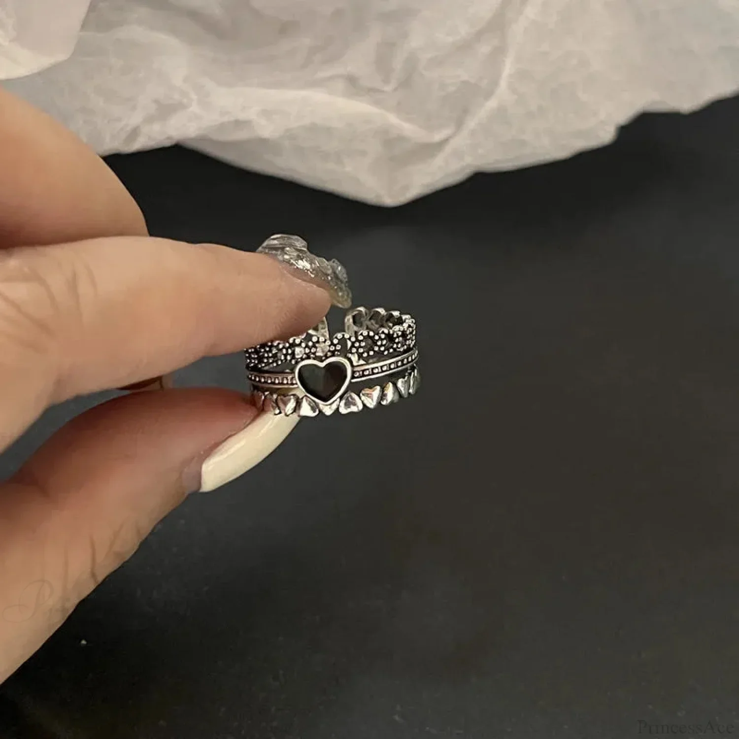 Antique Seraphic Silver Gothic Band - Image 3