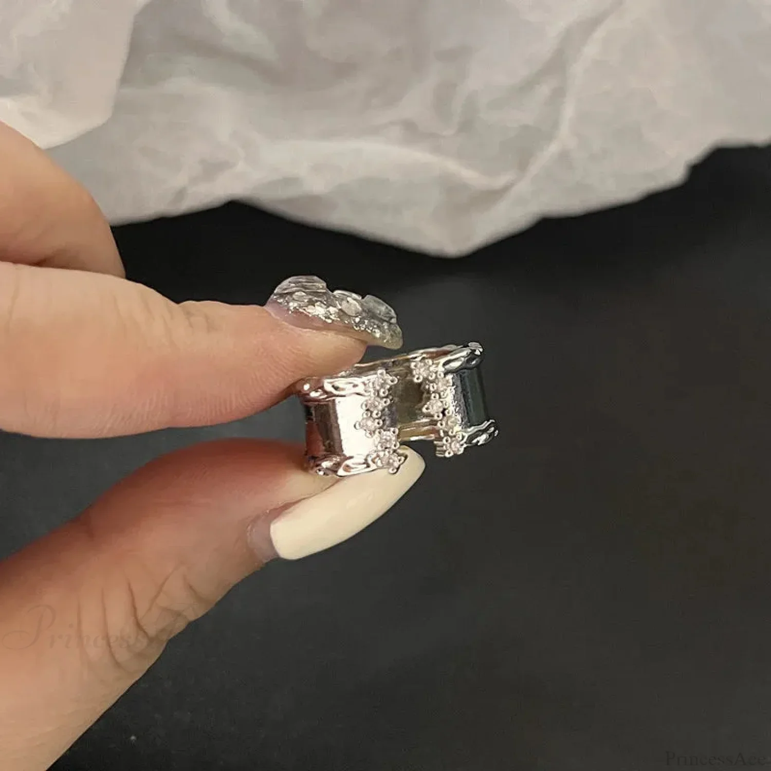 Antique Seraphic Silver Gothic Band - Image 5