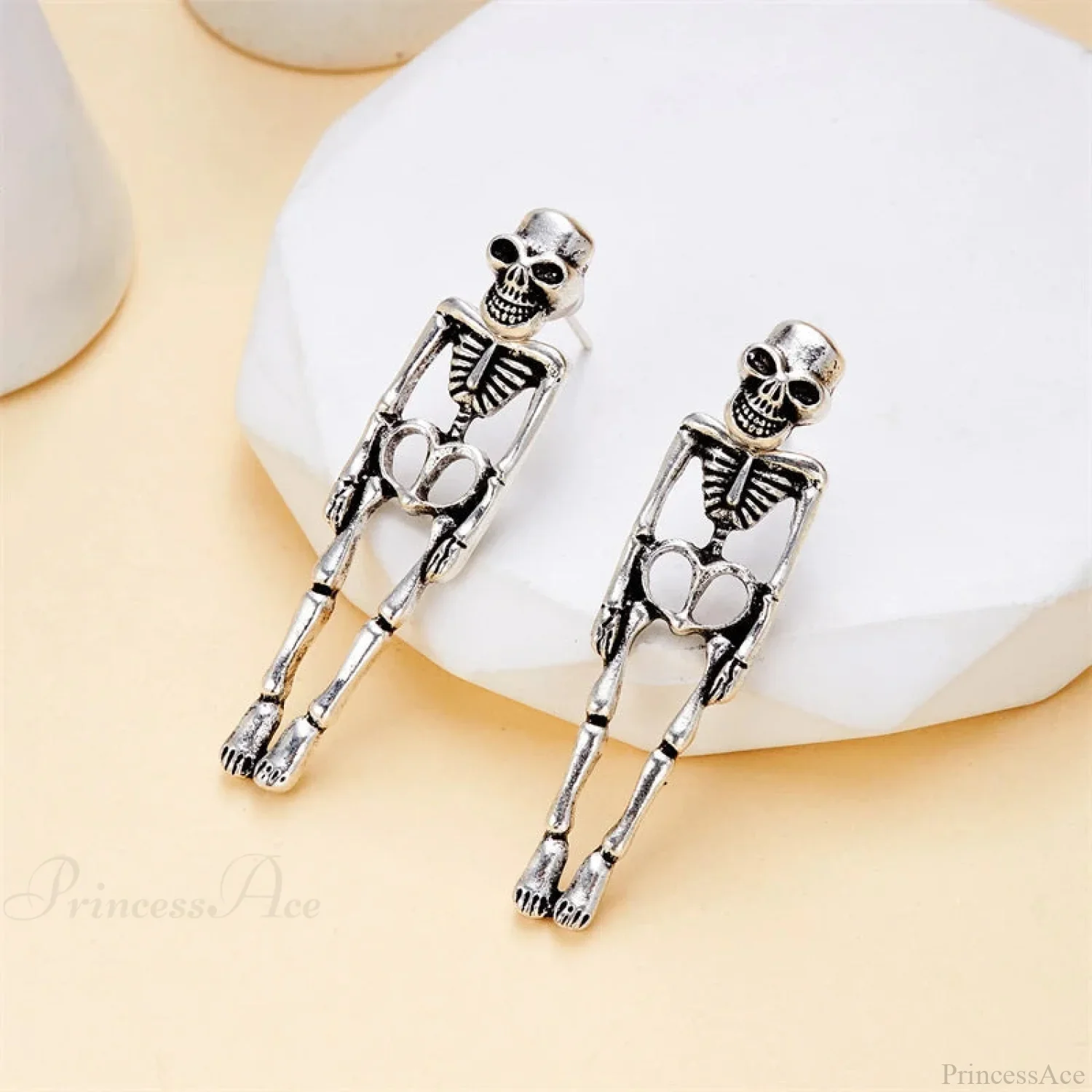 Antique Skeleton Vintage Gold Drop Earring - Image 3