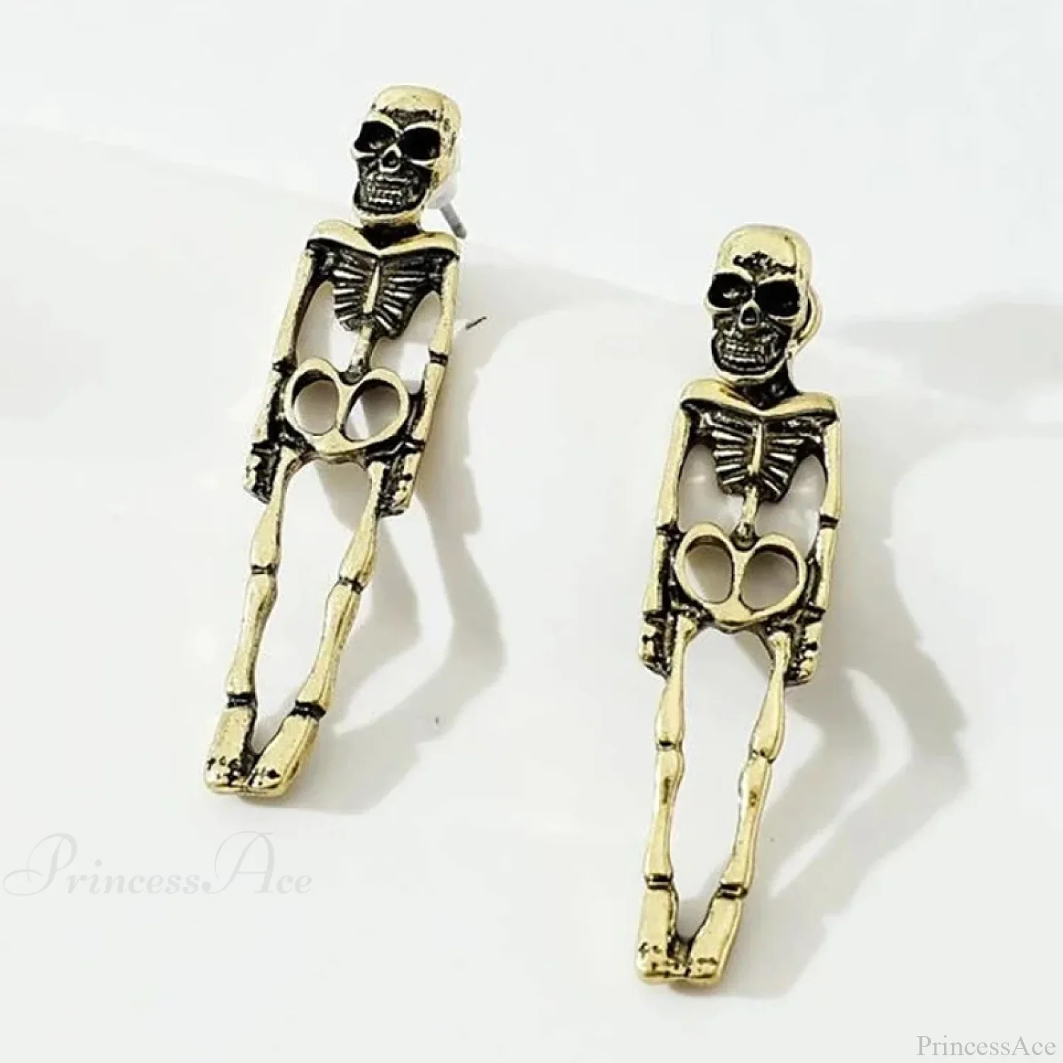 Antique Skeleton Vintage Gold Drop Earring - Image 4