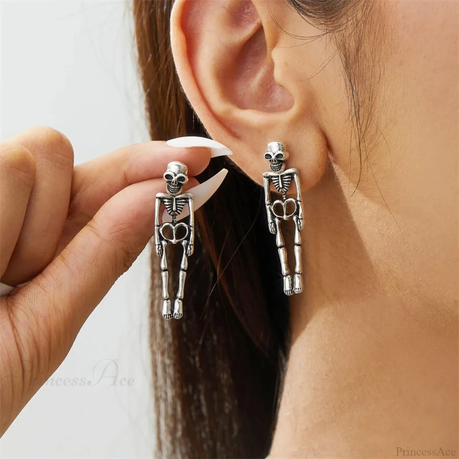 Antique Skeleton Vintage Gold Drop Earring - Image 7
