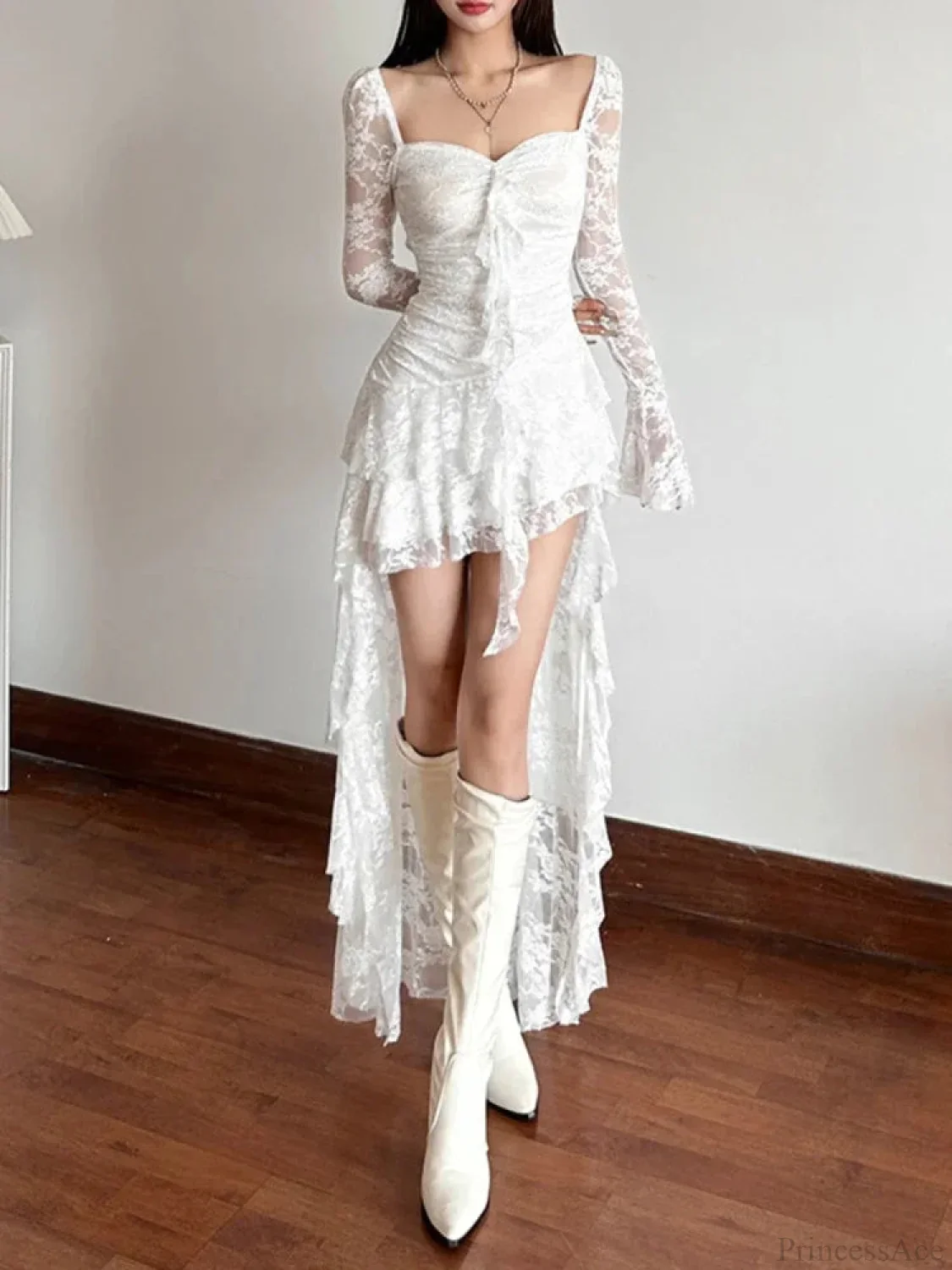 Antique Transparent Bodice Midi Dress - Image 3