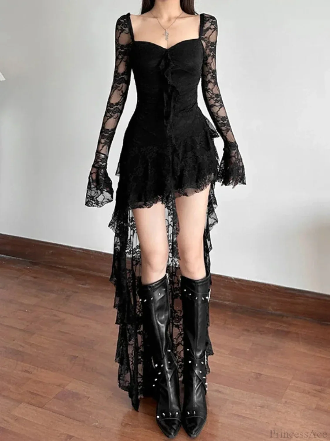 Antique Transparent Bodice Midi Dress - Image 6