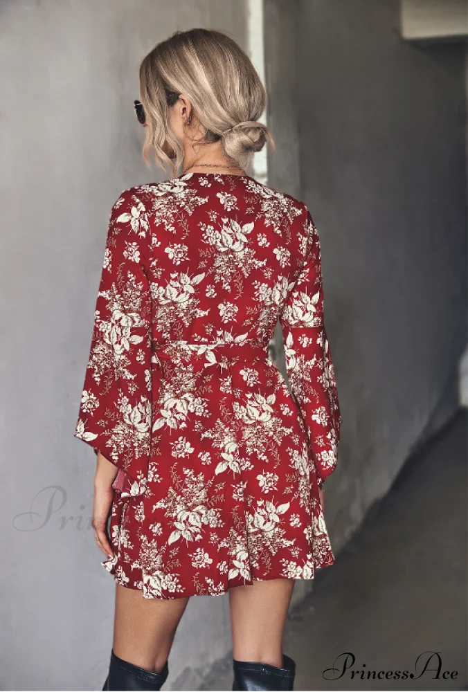 Arm Gown with Irregular Flared Flowered Design - Image 4