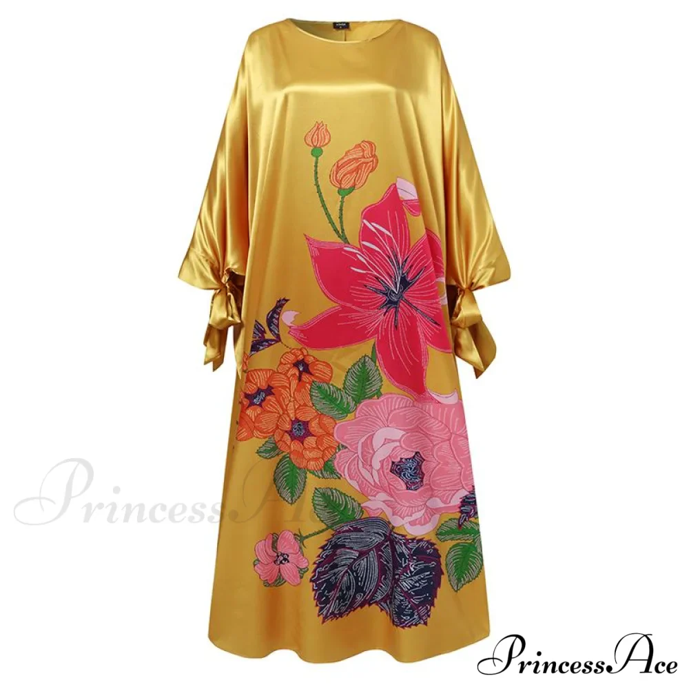 Arm Loose Sundress Party Full-Length Long Vintage Warm-Season Satin Casual Coastal Bohemian BerryBetty Flowered Vestidos for Patterned Gown Women - Image 8