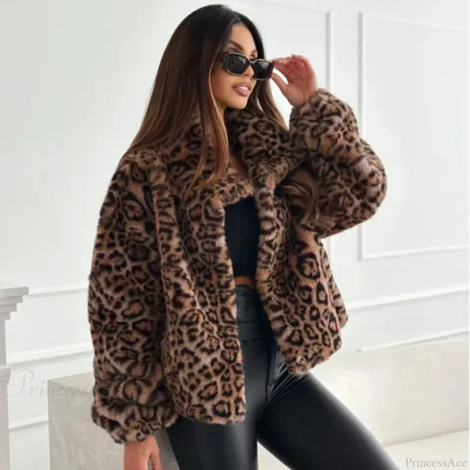 Artificial Texture Leopard Print Coat - Image 3