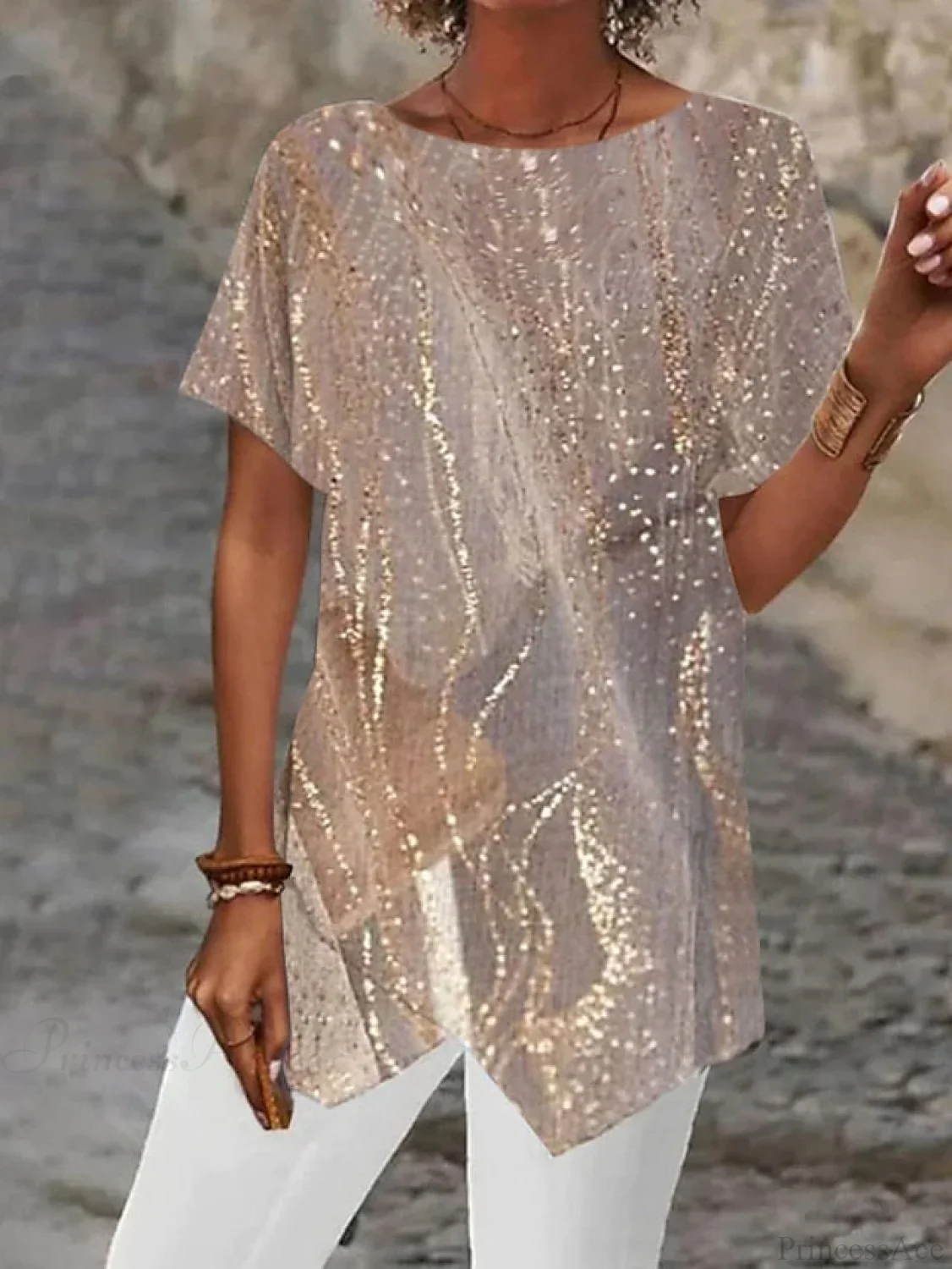 Asymmetric Abstract Graphic Blouse - Image 4