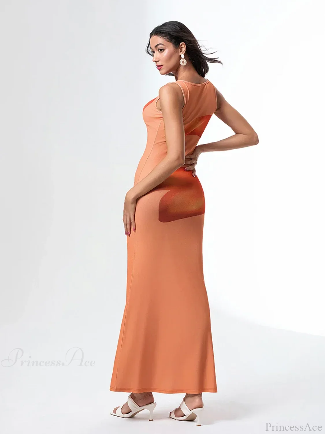 Asymmetric Neck Tank Sleeveless Wrap Bodycon Floral Vacation Dress - Image 4
