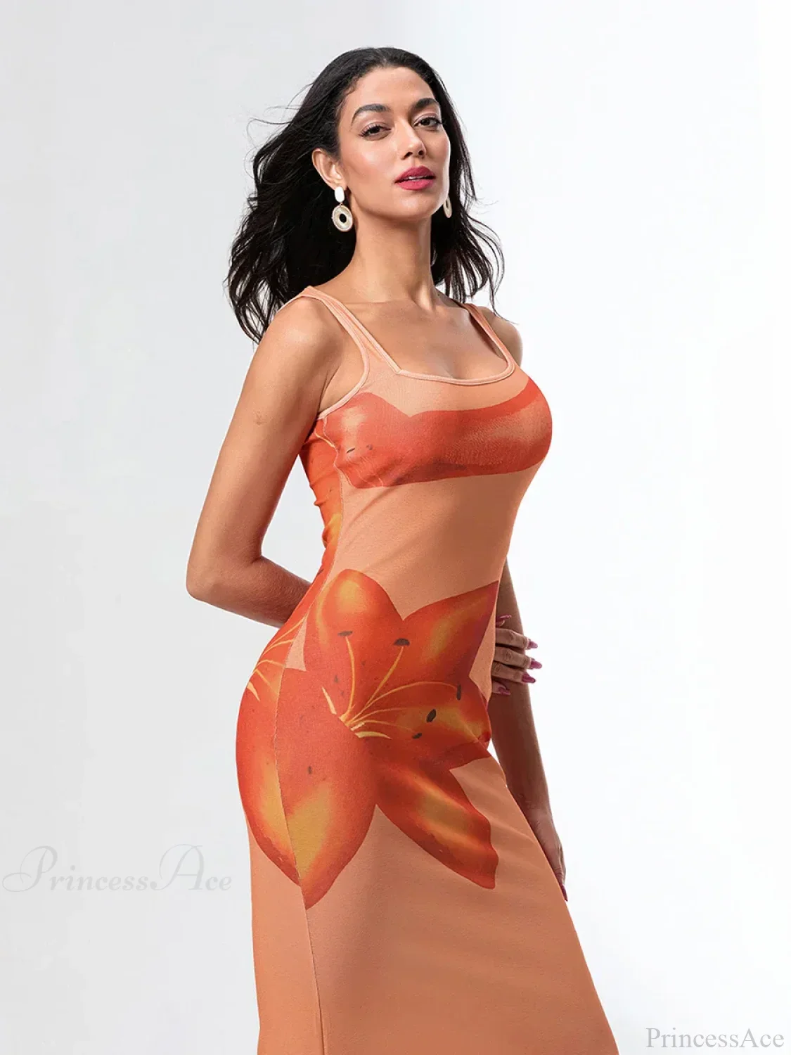 Asymmetric Neck Tank Sleeveless Wrap Bodycon Floral Vacation Dress - Image 6