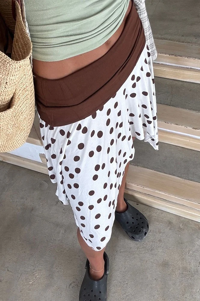 Asymmetrical Polka Dot Slim Skirt - Image 2