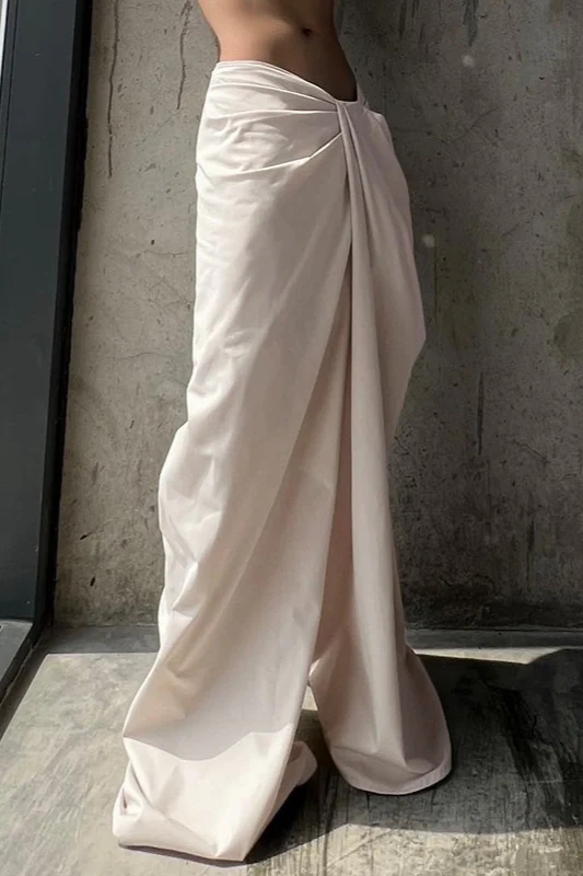 Asymmetrical Twist Solid Wide Leg Pants - Image 4
