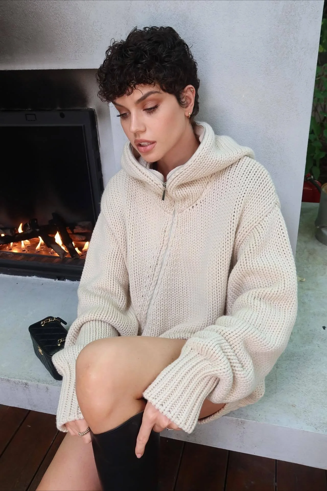 Vintage Asymmetrical Zipper Solid Loose Comfort Sweater - Image 6
