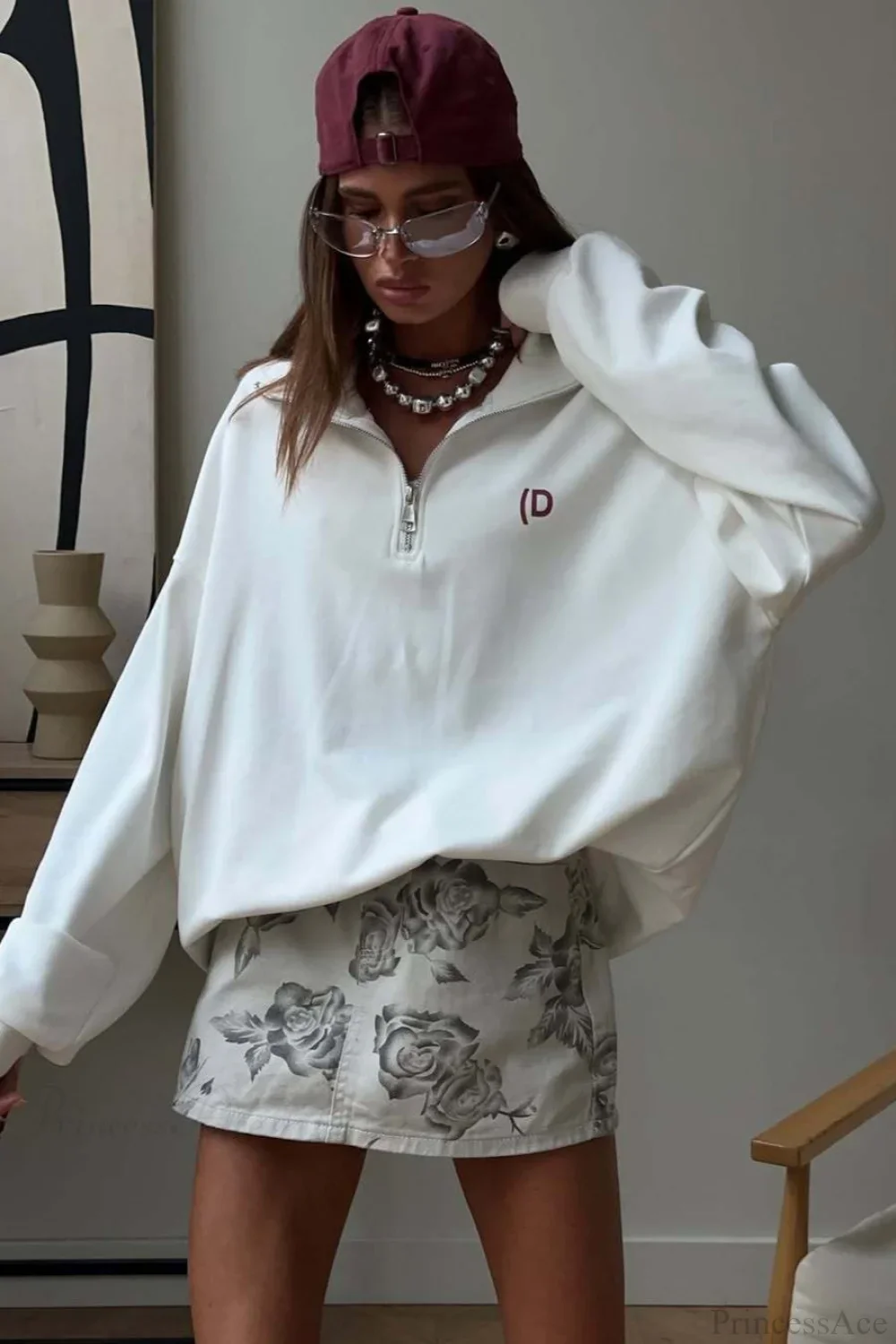 Athletic Color Block Letter Print Casual Sweatshirt