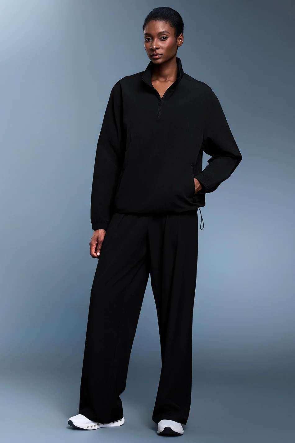 Athletic Half-Zip Solid Loose Sweatshirt - Image 6