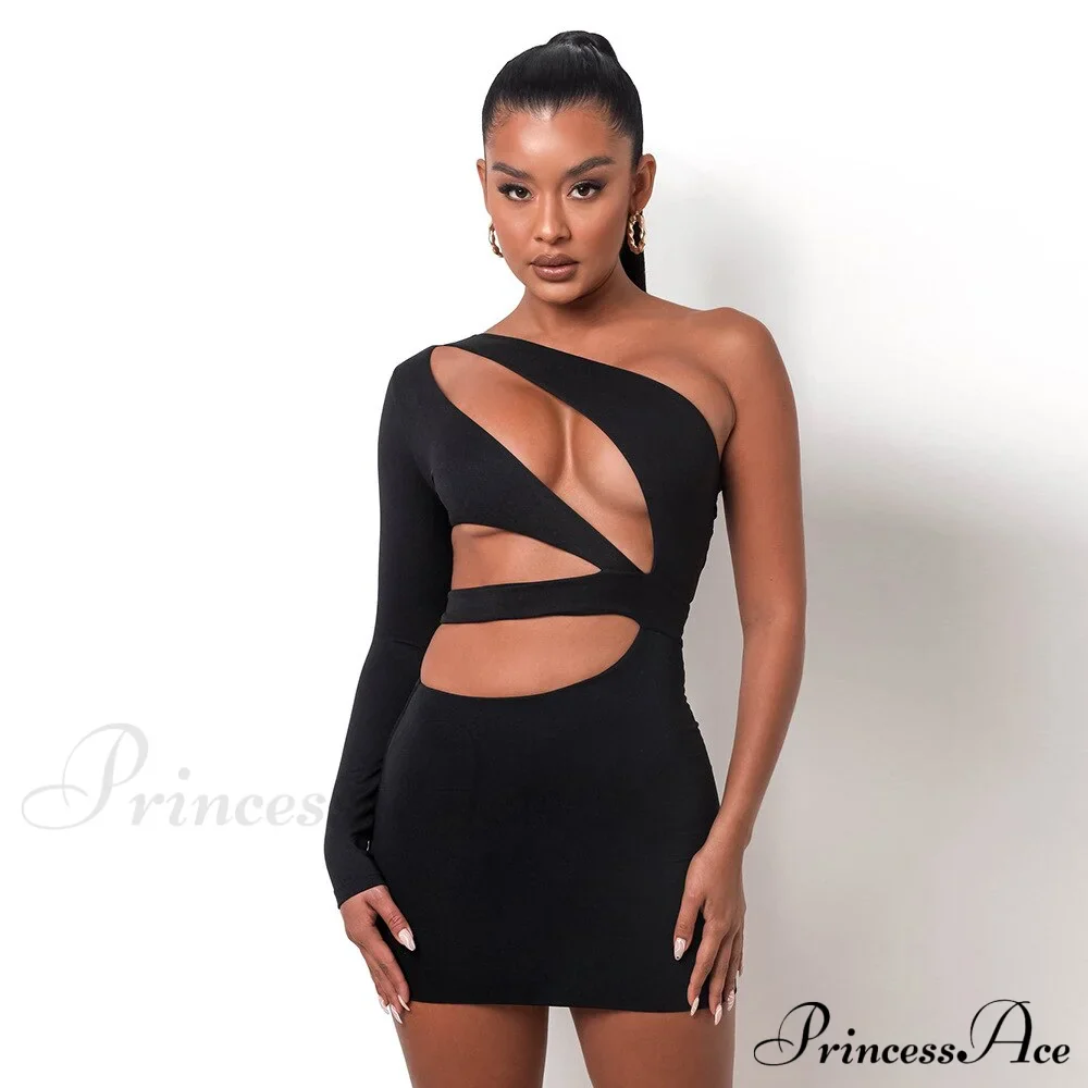 Autumn Bodycon - White Out Shoulder Evening Women Club Gown - Cut One Dress - Image 5
