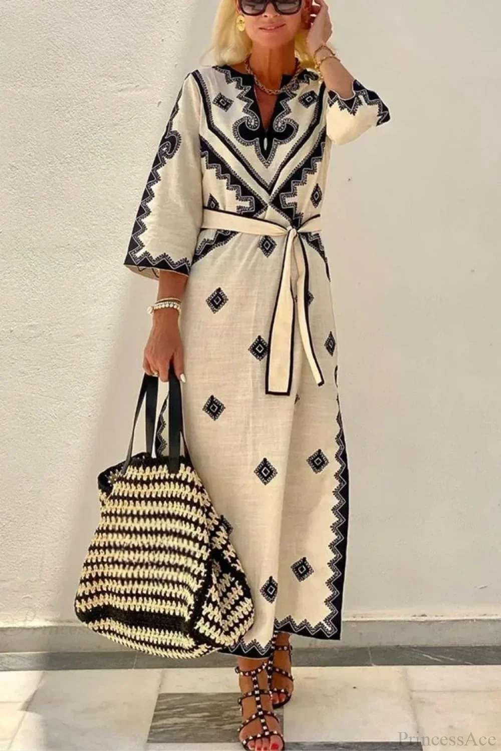Autumn Fragrant Hemp A-line Boho Dress - Image 3