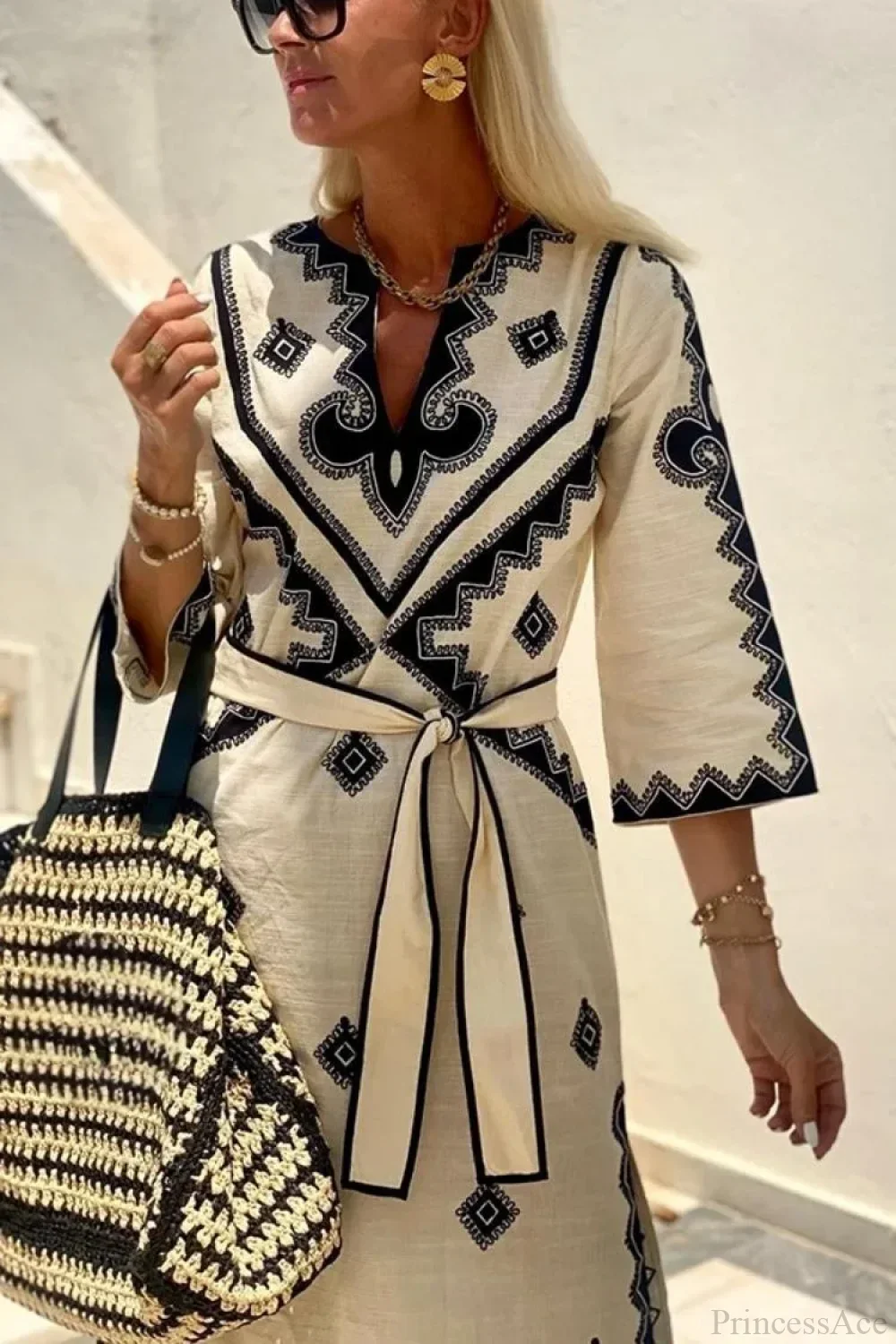 Autumn Fragrant Hemp A-line Boho Dress - Image 5