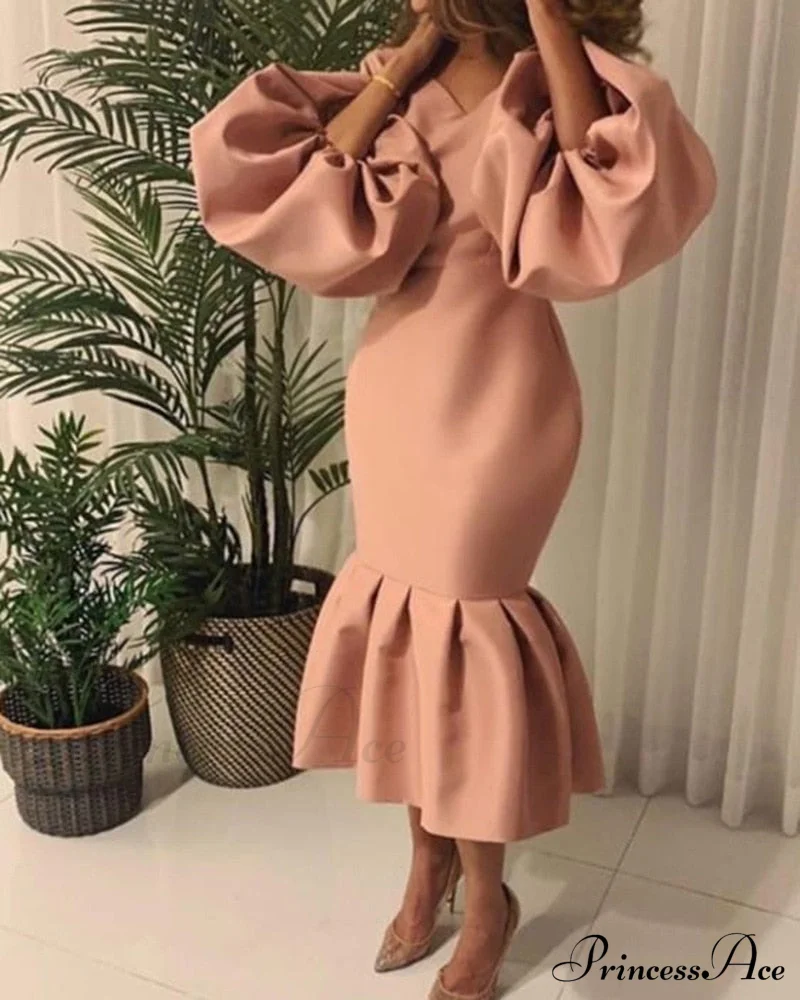 Autumn Spring Occasion Female V Neck Event BerryBetty Gown African Puff Sexy Bodycon Women Fashion Robes Sleeves Party Long Vestidos - Image 4