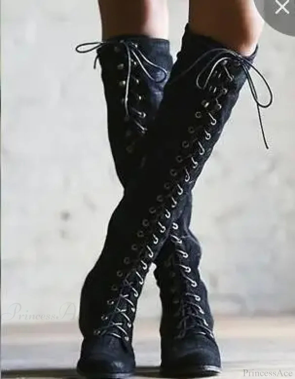 Autumn Winter Long Tube Keep Warm Thigh High Sewing Thread Rivet Zipper Knee High Boot - Image 4