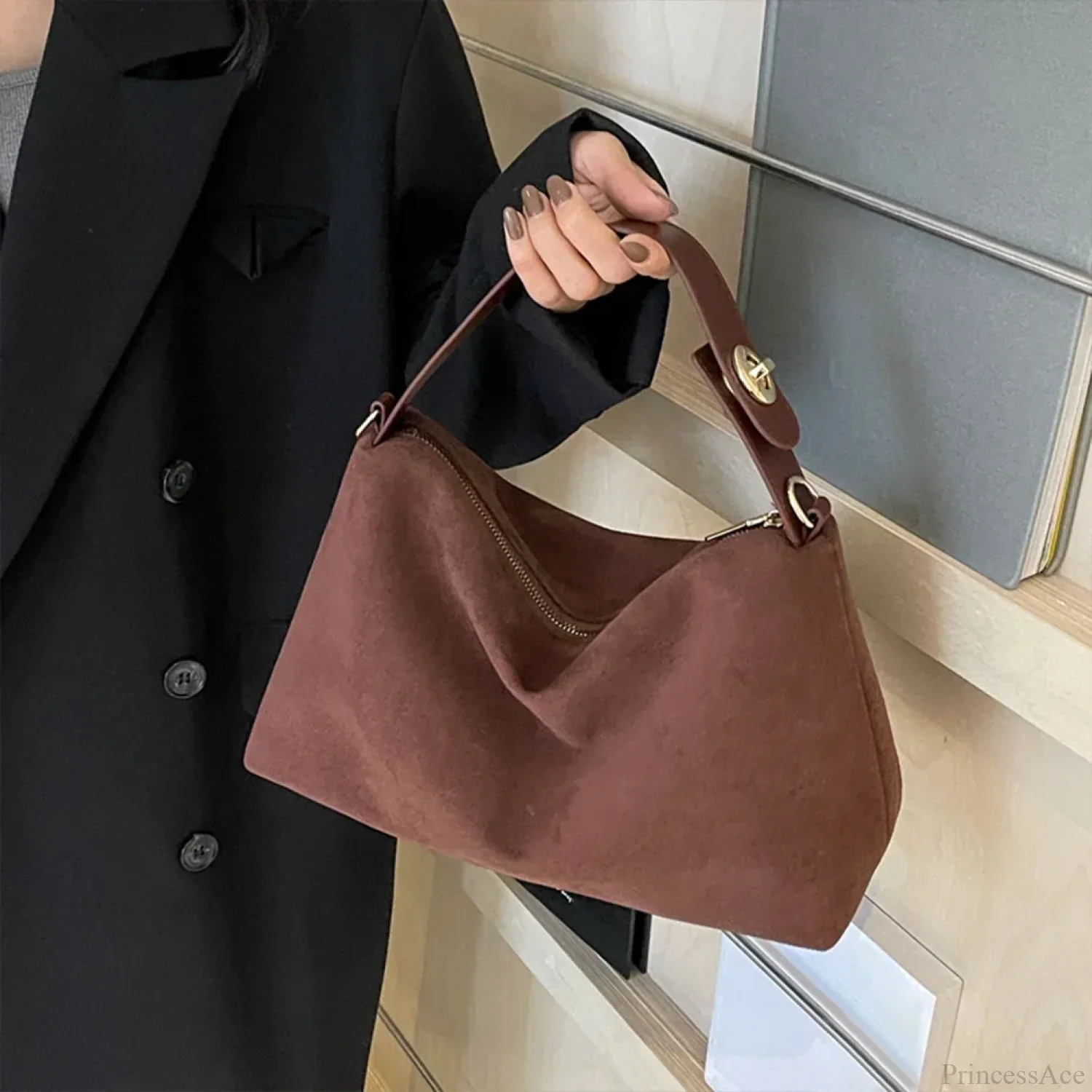 Autumn Winter Matte Suede Cow Leather Handbag - Image 3
