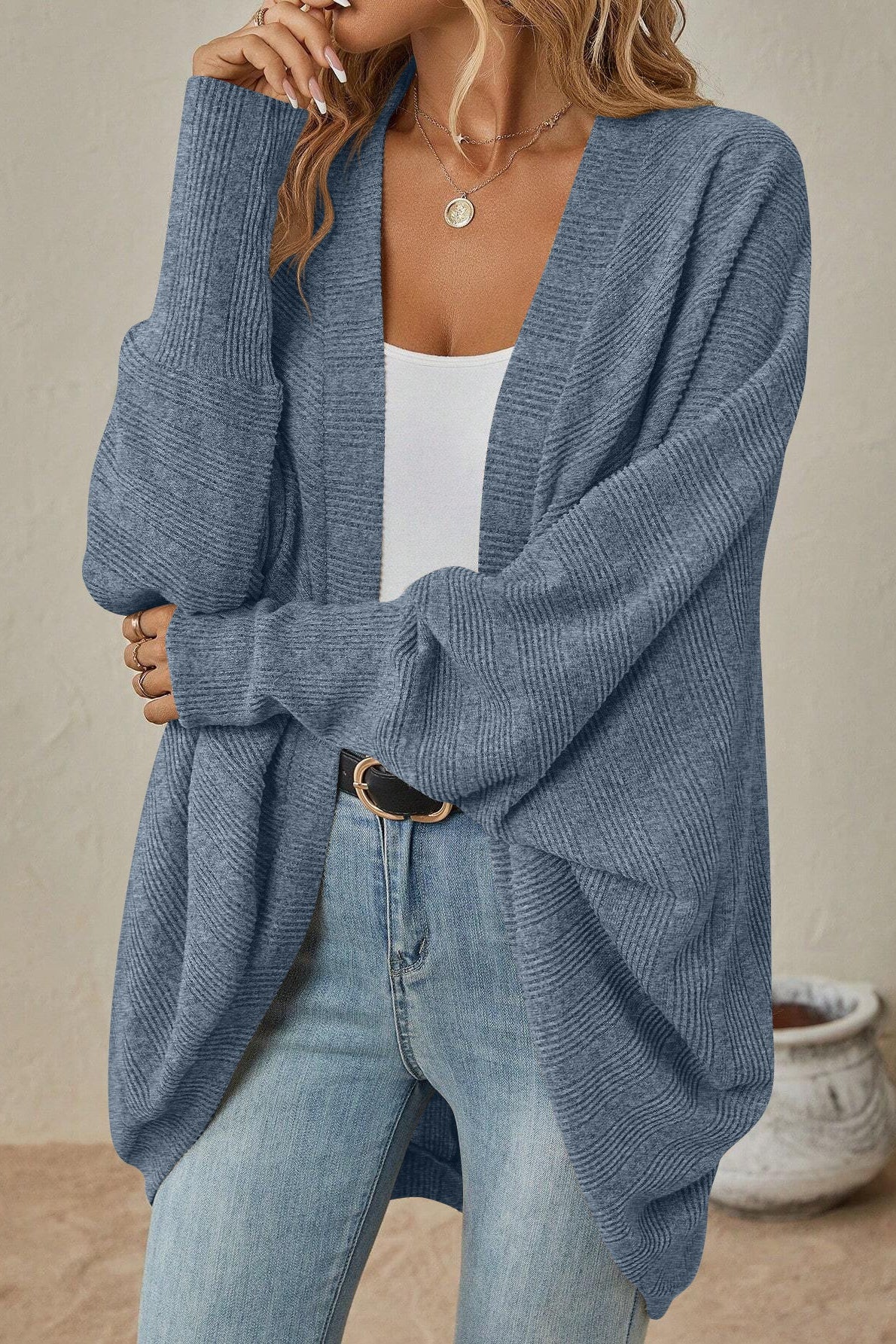 Autumn-Winter New Solid Color Midi Knit Cardigan - Image 2