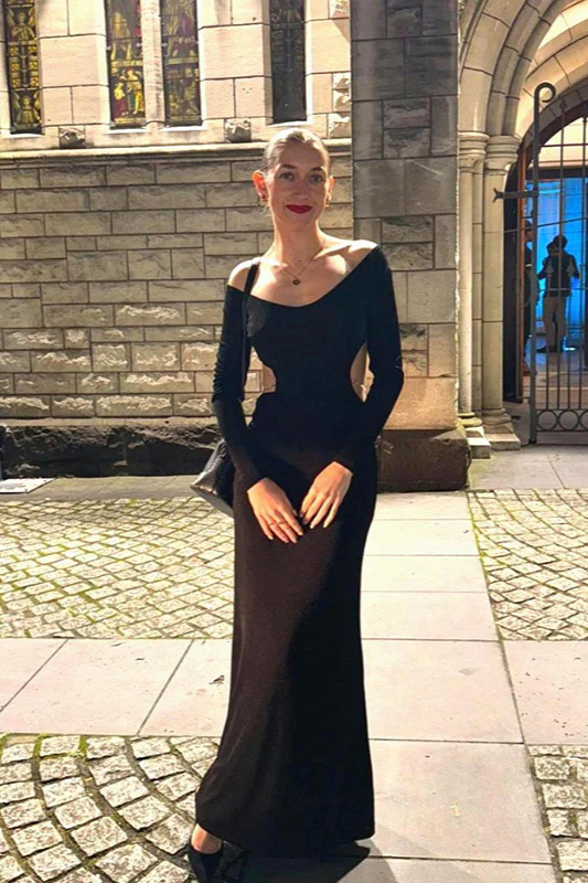 Backless Chain Long Sleeve Split Party Dress - Image 2