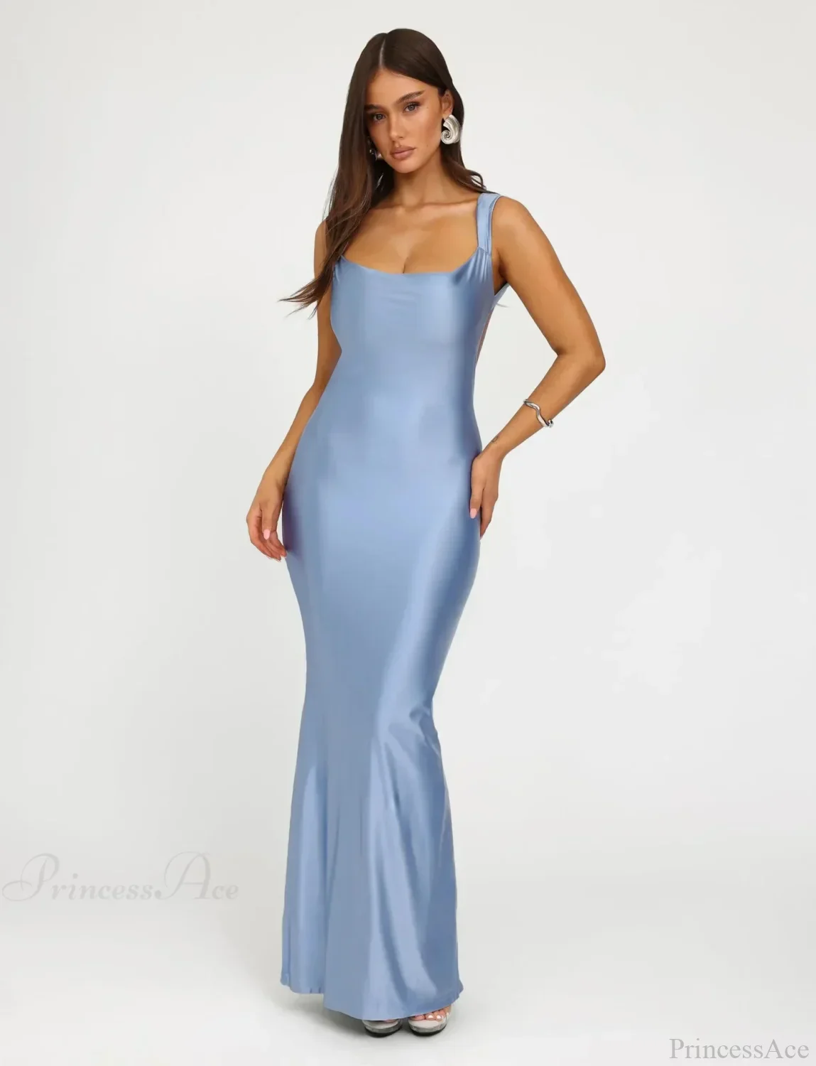 Backless Mermaid Satin Party Dress - Image 6