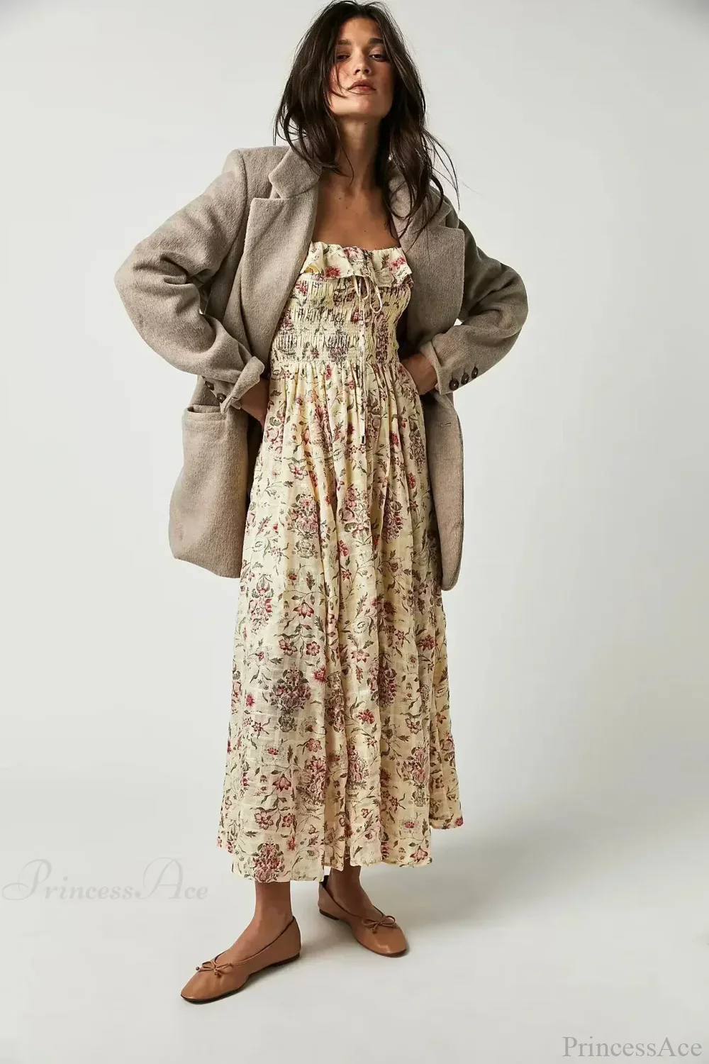 Backless Ruffled Hem Printing Midi Boho Dress - Image 5