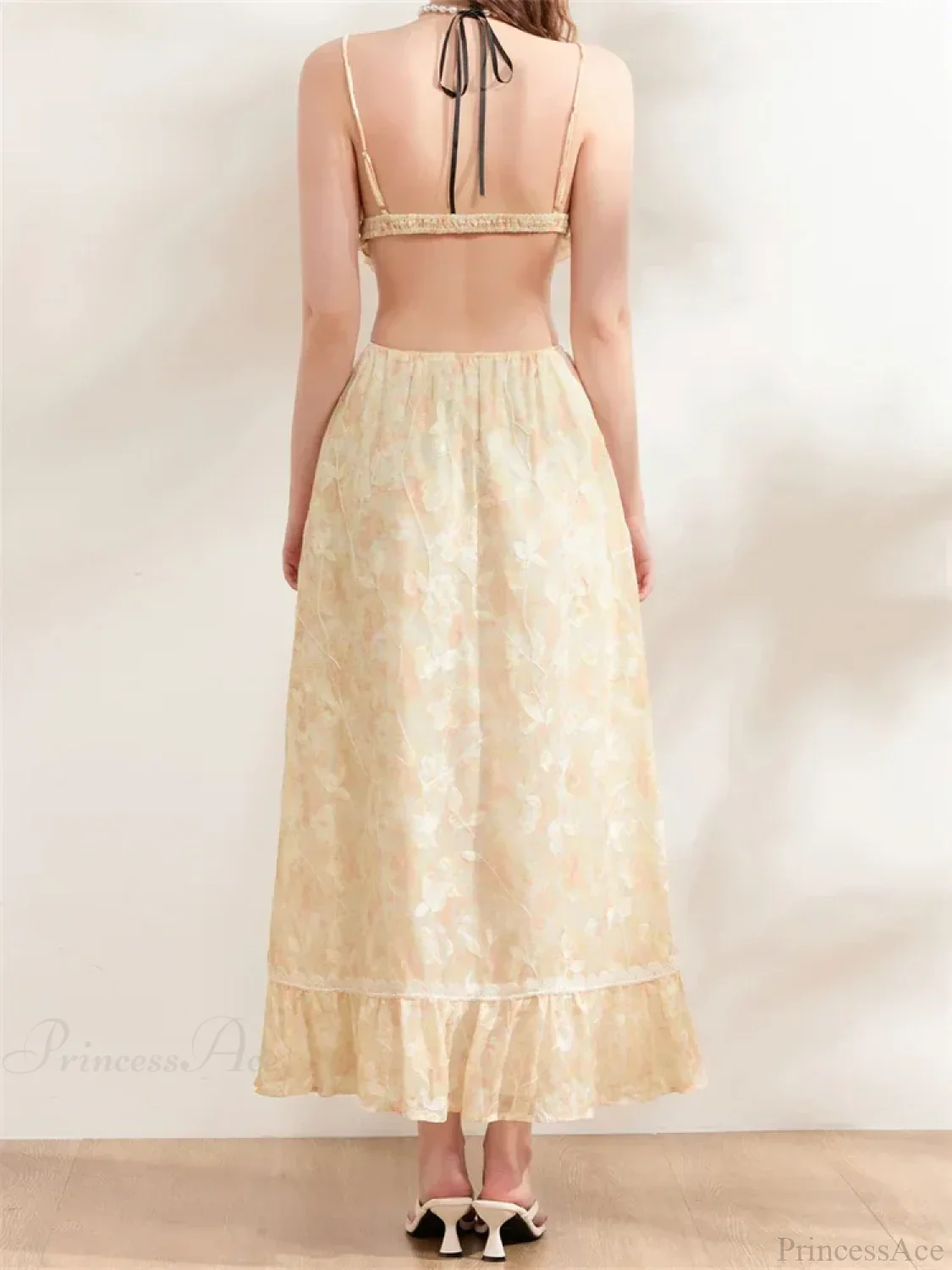 Backless Tie-up Camisoles Crop Top with Long Skirts Set - Image 4
