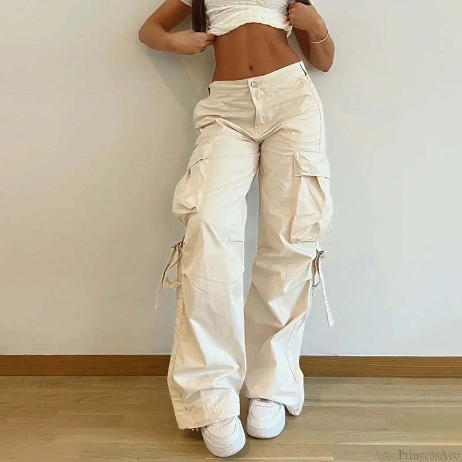 Baggy Cargo Drawstring Wide Leg Pants - Image 4