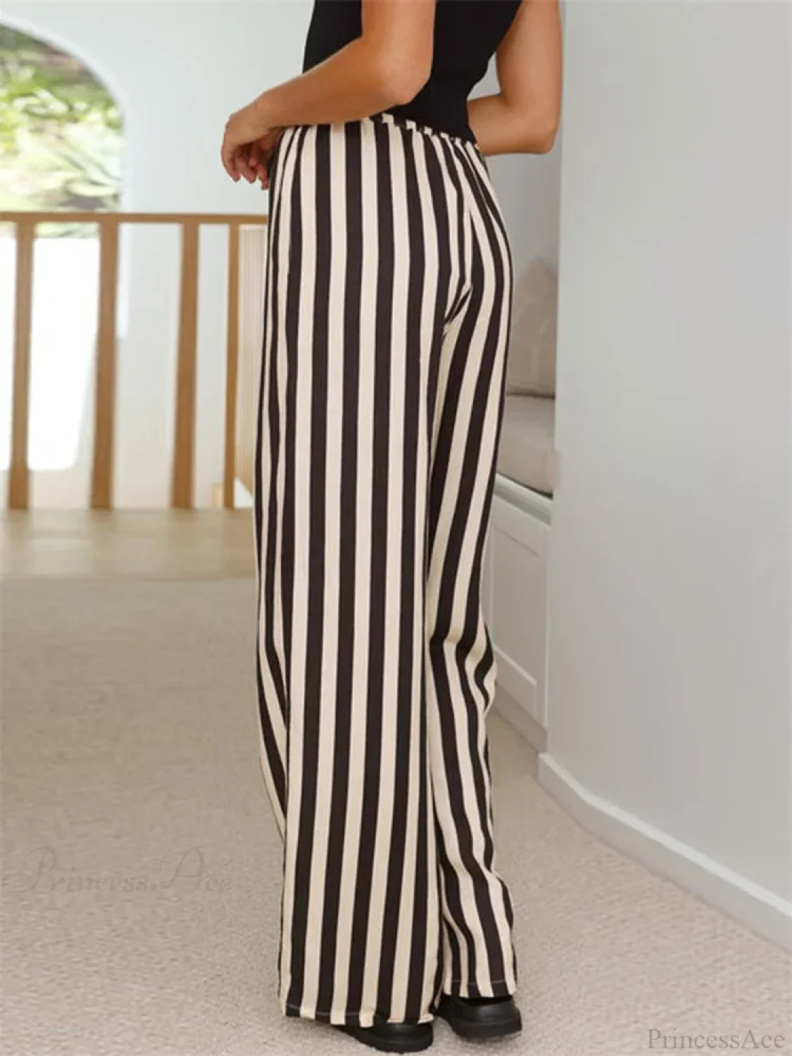 Baggy Striped Drawstring Wide Leg Summer Pant - Image 5