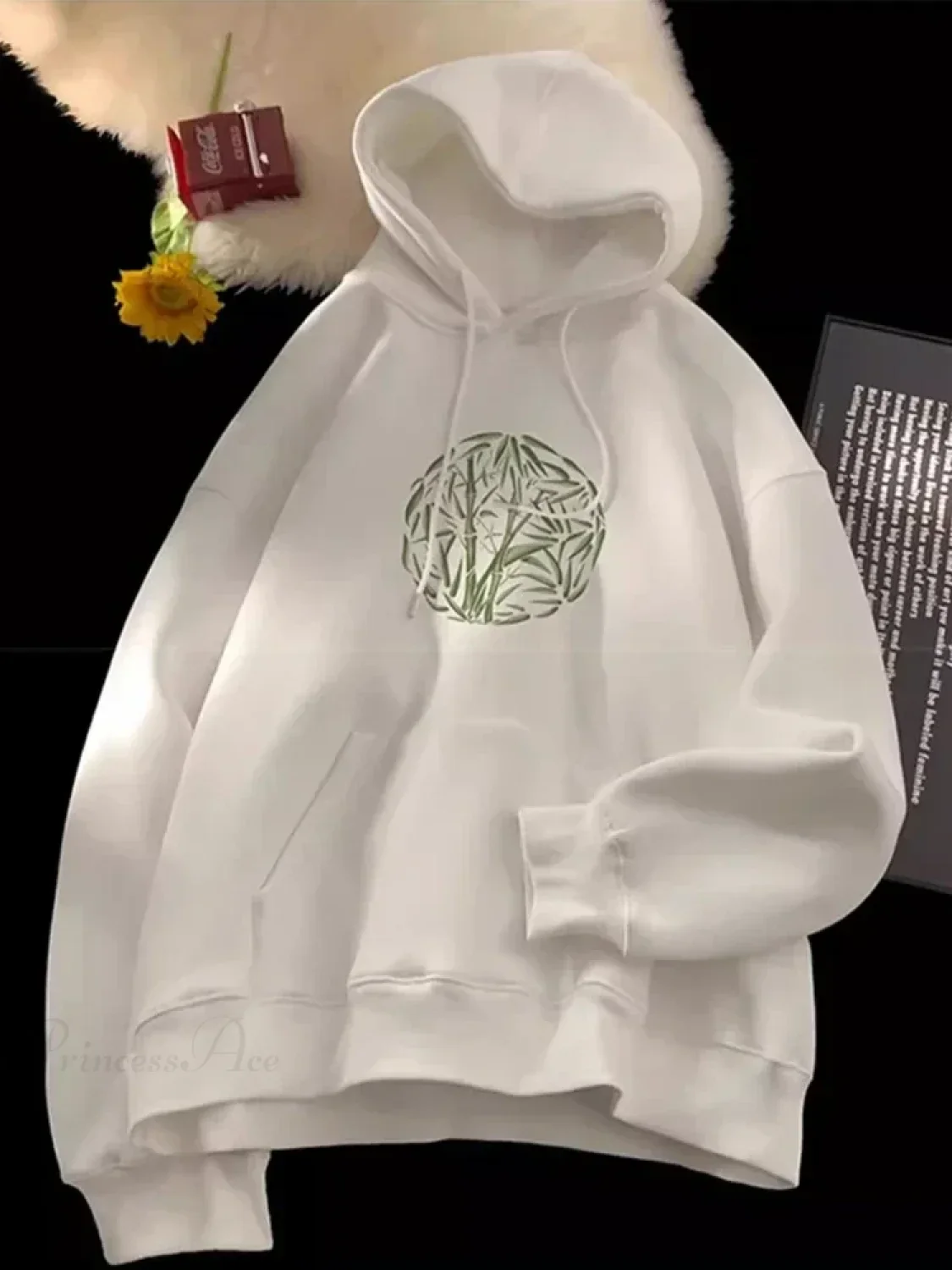 Bamboo Pattern Print Casual Y2K Hoodie - Image 11