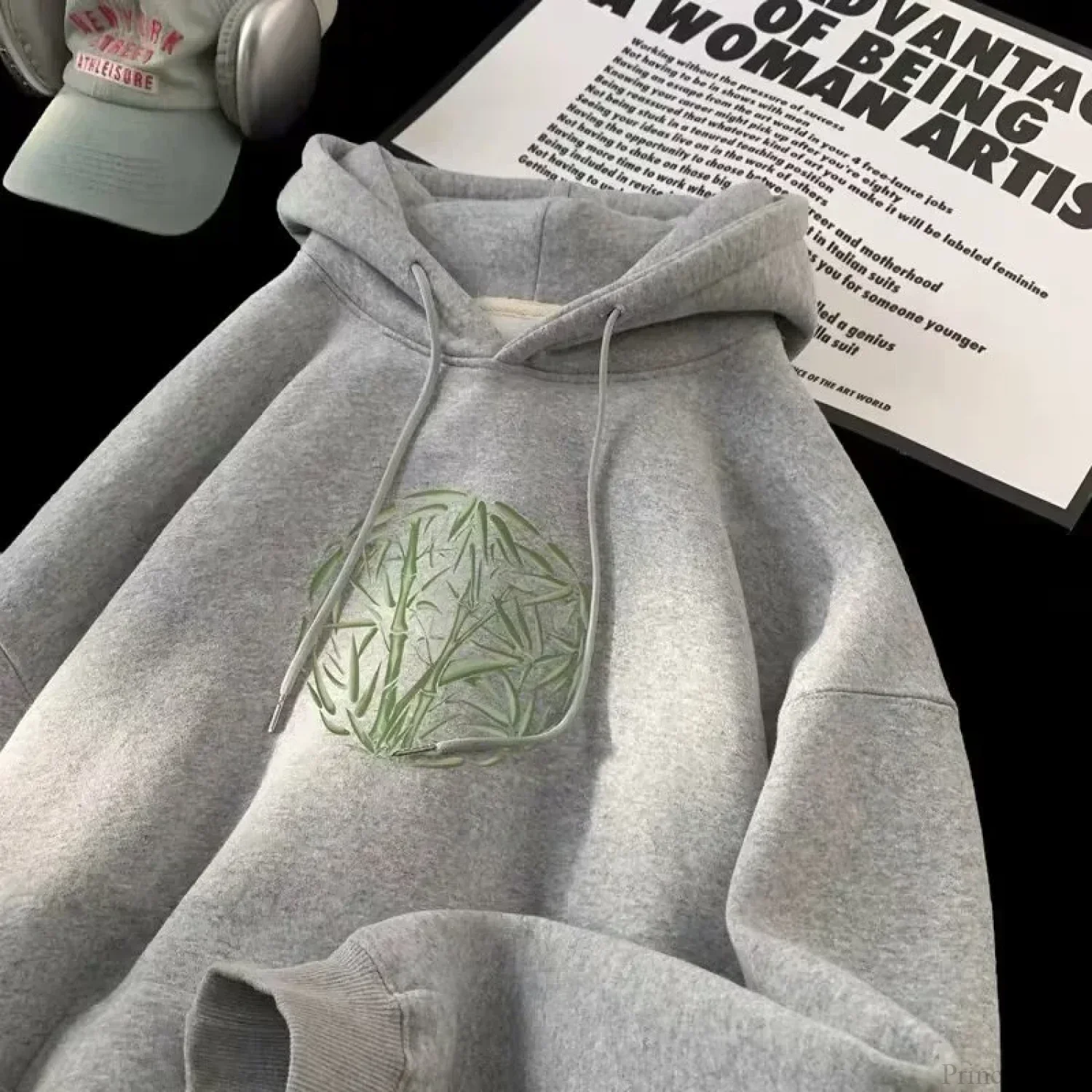 Bamboo Pattern Print Casual Y2K Hoodie - Image 6