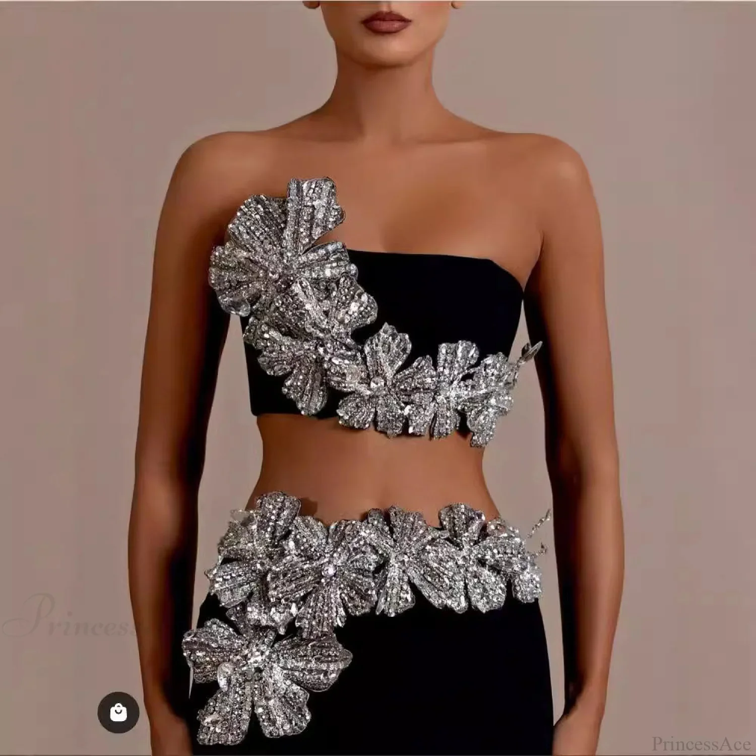 Bandage Dress Set with Rhinestone Details Prom Dress - Image 3