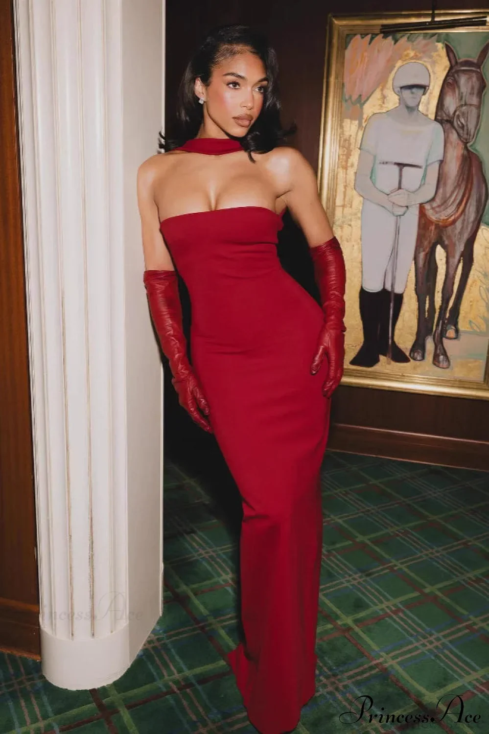 Bandage Halter One-Shoulder Slim Maxi Party Dress