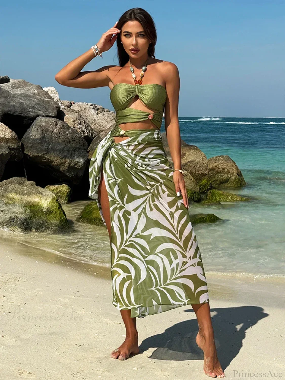Bandeau One Piece Swimwear Bikini Set - Image 4