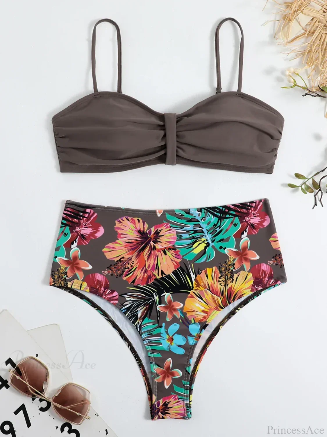 Bandeau Tropical Tie Back Push Two Piece Set - Image 6